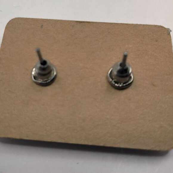 Turquoise Rhinestone Pierced Earrings  Round Stud Faux Stone - Picture 4 of 4